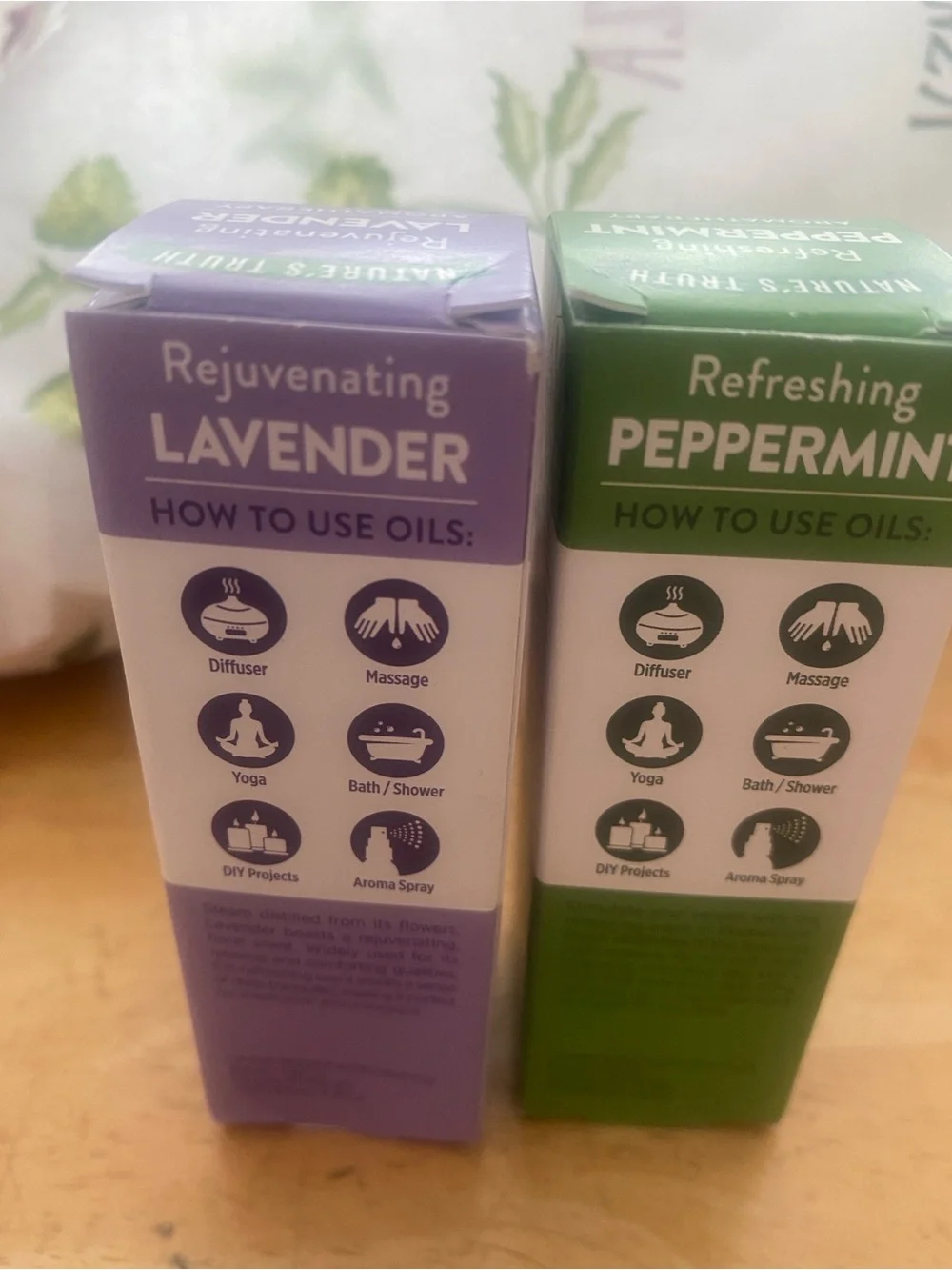 Set of 2 pure essential oils lavender and peppermint oil. NIB NWT .51 oz ea